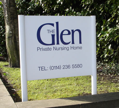 glen private nursing home sign